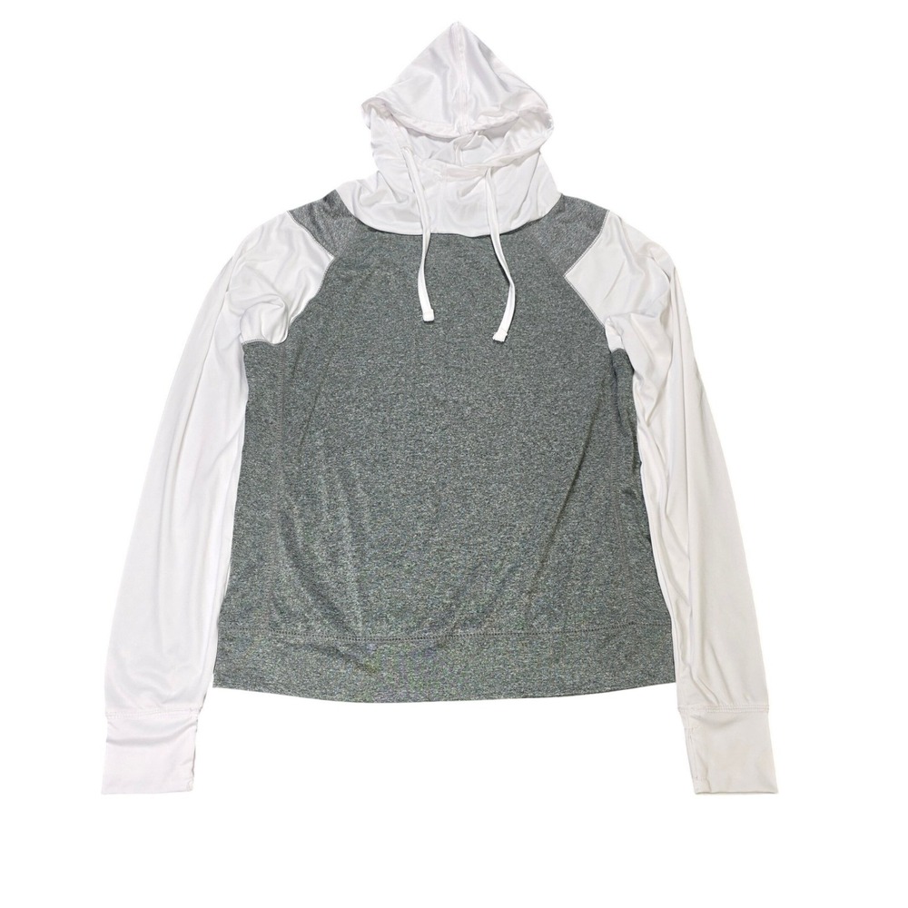 Since 1981 Long Sleeve Hoodie Top Women's Size M Gray White Raglan Colorblock